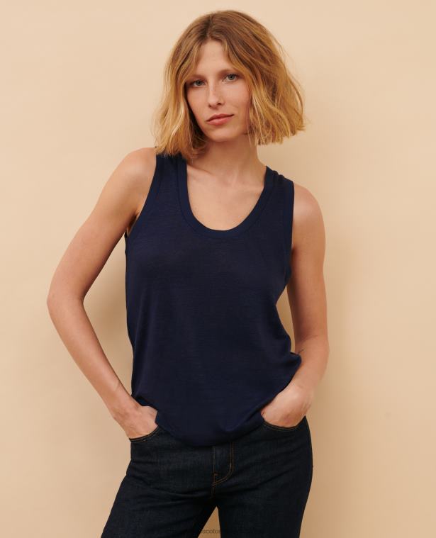Comptoir Des Cotonniers camiseta de lino sin mangas 4232 azul marítimo ropa 6V86673